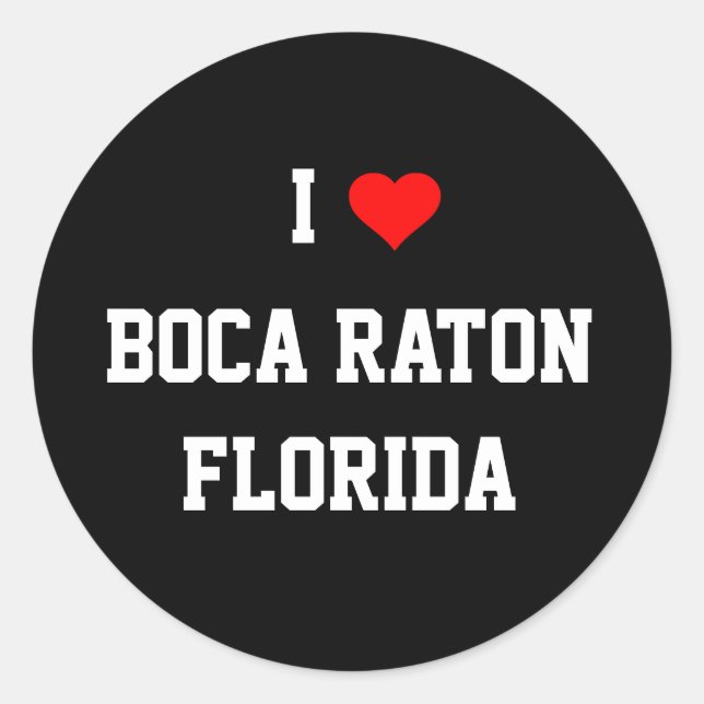Sticker Rond FLORIDE : I Love Boca Raton, Floride (Devant)