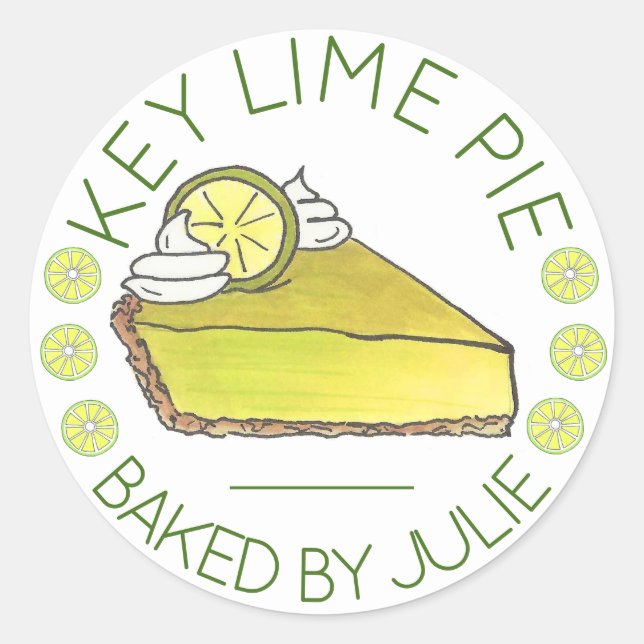 Sticker Rond Floride Key Lime Pie Slice Baked Par Maison (Devant)