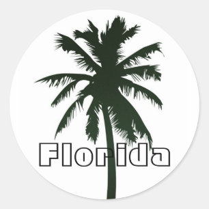 Sticker Rond Floride, Palmier noir
