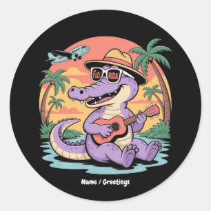 Sticker Rond Floride Vacances Cute Cool Été Alligator Funny