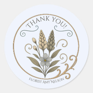 Sticker Rond Florist vintage floral, thank you label-sticker