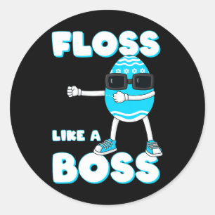 Sticker Rond Floss Comme Un Patron Oeuf De Pâques Flossant Garç