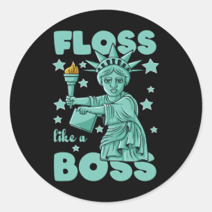 Sticker Rond Floss Comme Un Patron Statue De La Liberté 4 juill