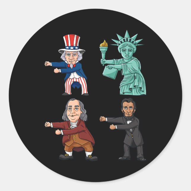 Sticker Rond Floss Like Boss Uncle Sam Ben Franklin Liberty 4 (Devant)