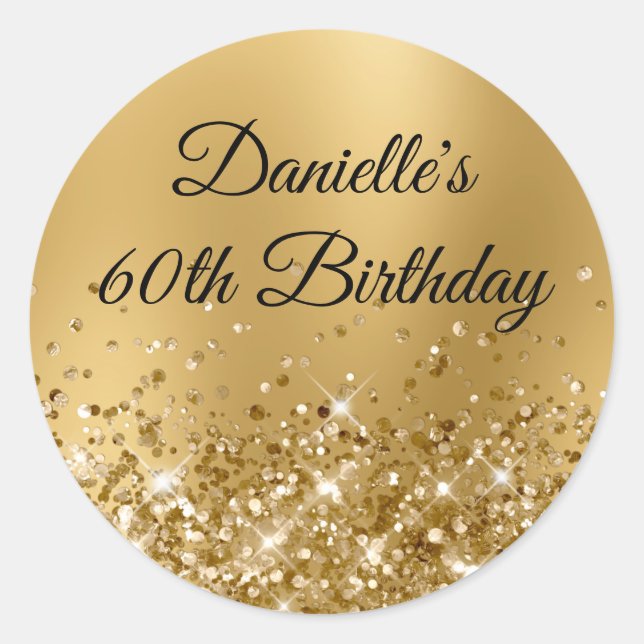 Sticker Rond Flou Doré Pailleté 60e Anniversaire (Devant)