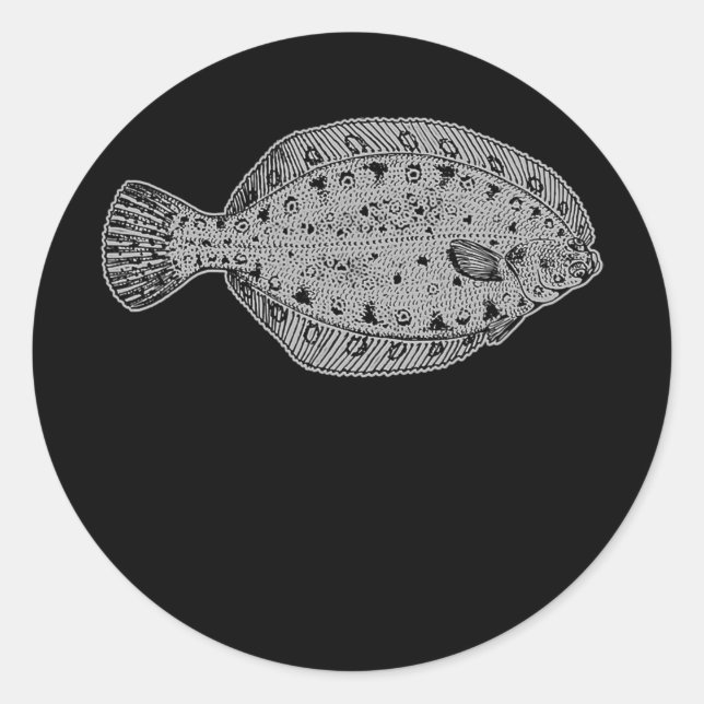 Sticker Rond Flounder Fish Fisherman  (Devant)
