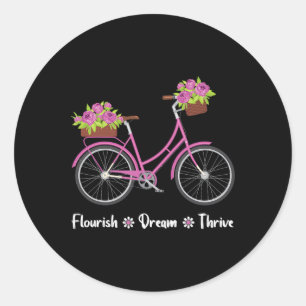 Sticker Rond Flourdissant rêve prospérer Floral Vélo Subtle 8