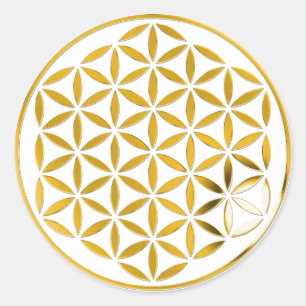 Sticker Rond Flower Of Life 1 - Timbre Or