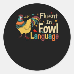 Sticker Rond Fluent Vuntage En Fowl Langue Amusante Novelty Chi
