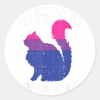 Sticker Rond Fluffin You Fluffin Fluff Bisexual Pride Cat LGB