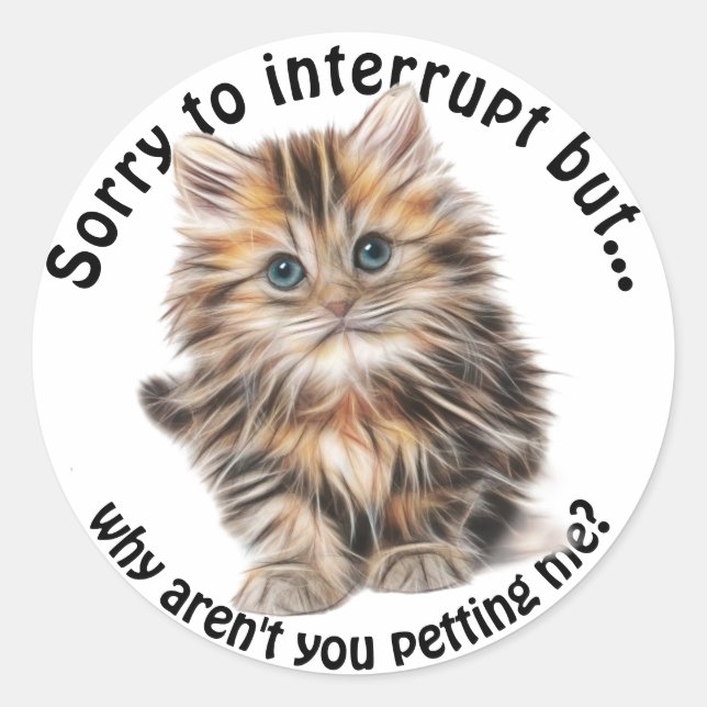 Sticker Rond Fluffy Kitty Funny Pet Me Citer (Devant)