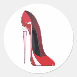 Sticker Rond Flute de talon Champagne Rouge Stiletto Art
