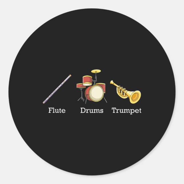 Sticker Rond Flûte Tambours Trompette Nd Instruments Subtil Ant (Devant)