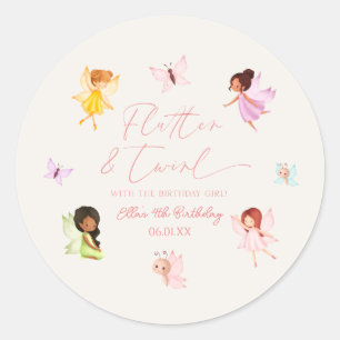 Sticker Rond Flutter et Twirl Enchanted Fairy Anniversaire fête