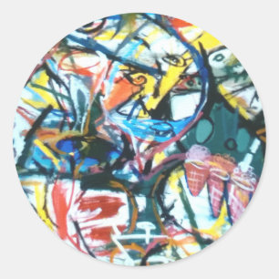 Sticker Rond Flux aérien Abstrait Jeff Hankamer Artjunkhaus