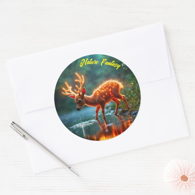 Sticker Rond Flux de bois de cerf magique (Enveloppe)