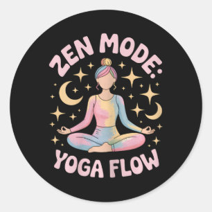 Sticker Rond Flux de yoga en mode Zen Meditation coloré tenue r
