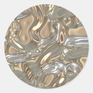 Sticker Rond Flux d'or liquide et d'argent