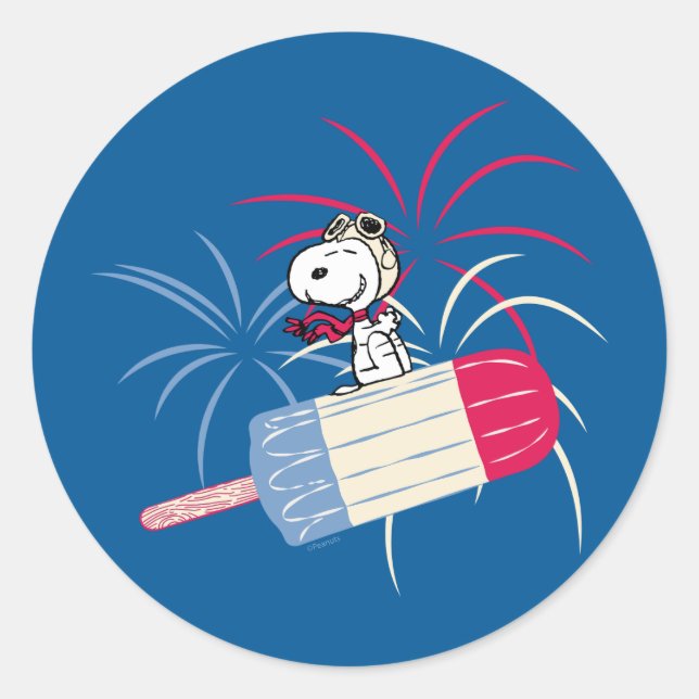 Sticker Rond Flying Ace Snoopy on Ice Pop (Devant)