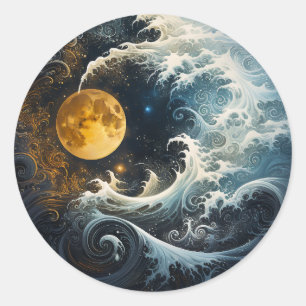 Sticker Rond Flying Moon Yin Yang Martial Arts