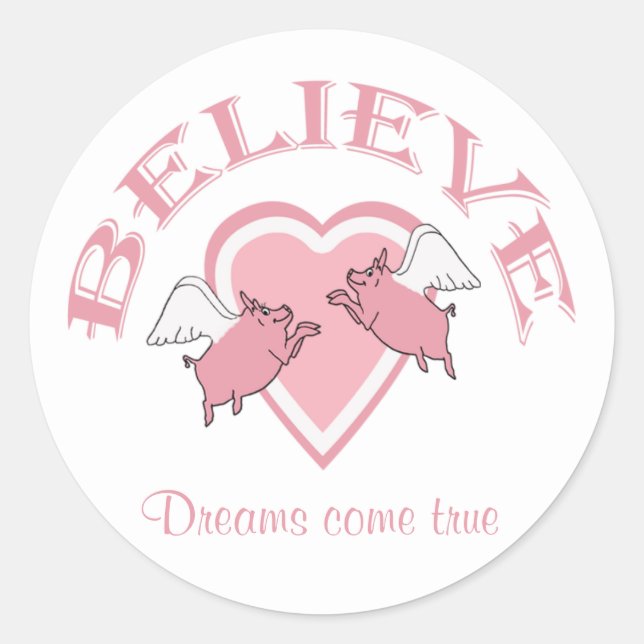 Sticker Rond Flying Pigs Believe (Devant)