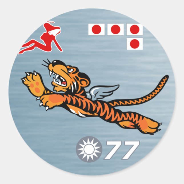 Sticker Rond Flying Tigers 2ÈME GUERRE MONDIALE Nez Art (Devant)