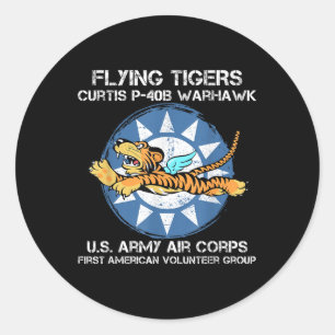 Sticker Rond Flying Tigers Curtis P-40b Warhawk World War 2 Air