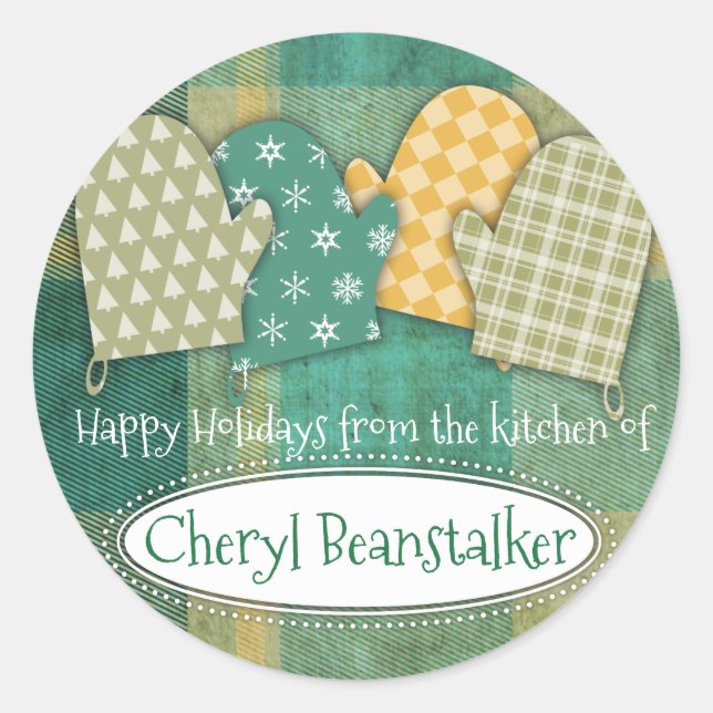 Sticker Rond Fmitts de four plat Noël de la cuisine de (Devant)