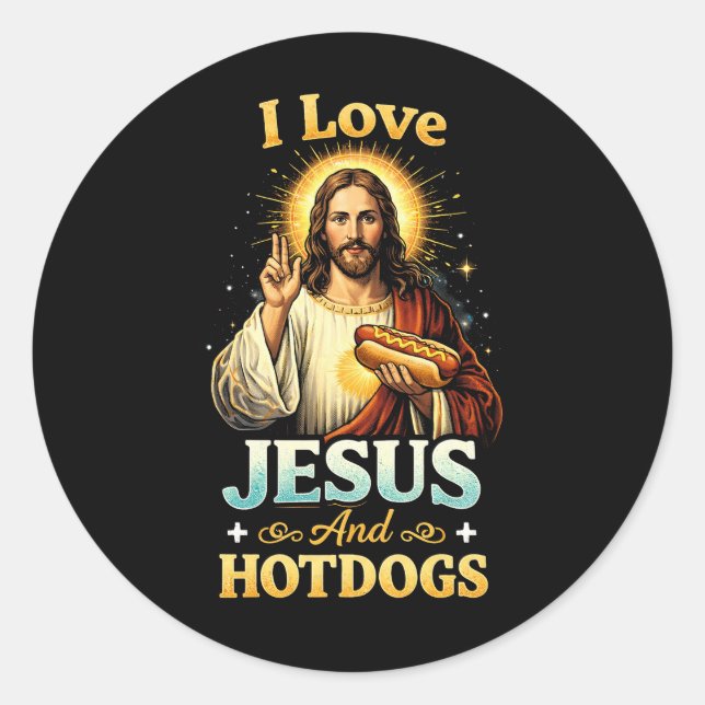 Sticker Rond Foi, Amour et Hotdogs (Devant)