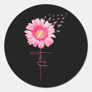 Sticker Rond Foi de marguerite rose - Sensibilisation au cancer
