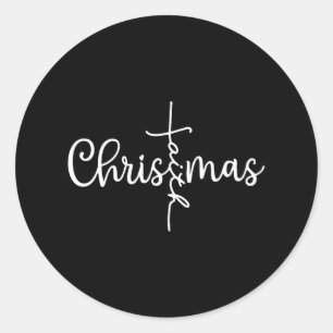 Sticker Rond Foi de Noël Joyeux Noël Jésus Christ