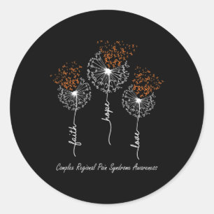 Sticker Rond Foi de sensibilisation CRPS Hope Love Dandelion