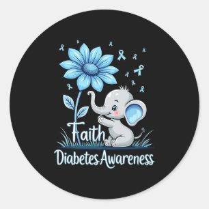 Sticker Rond Foi drôle Elephant Sunflower Ribbon Diabetes Awa