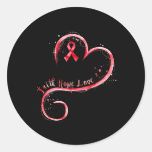 Sticker Rond Foi Espoir Amour Ruban Rouge Sensibilisation aux m