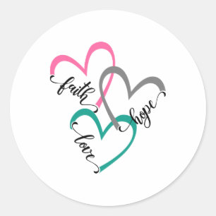 Sticker Rond Foi Espoir Et Amour Cœur Chrétien Pâques Christ