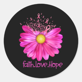 Sticker Rond Foi Florale Amour Espoir Sensibilisation au cancer