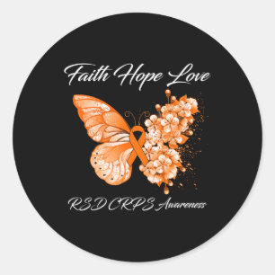 Sticker Rond Foi Papillon Espoir Amour Rsd Crps Sensibilisation