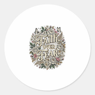 Sticker Rond Foi sur la peur papillon floral vintage
