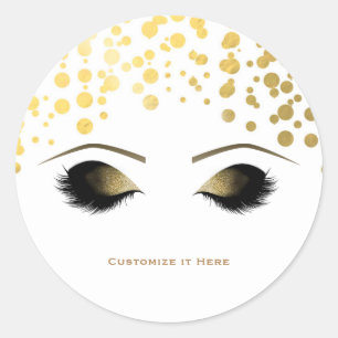 Sticker Rond Foil Confetti Dots Gold Maquillage Eyelashes Glam