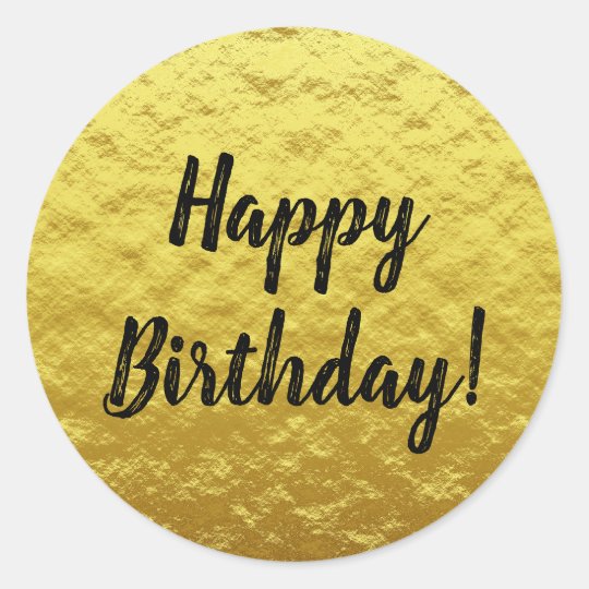 Sticker Rond Foil Noir Et Or Personnalise Joyeux Anniversaire Zazzle Fr