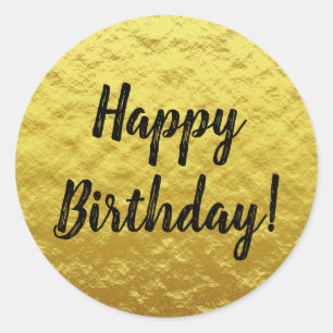 Sticker Rond Foil noir et or personnalisé Joyeux anniversaire