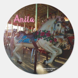 Sticker Rond Foire carnavalesque Carrousel Cheval Merry-Go-Roun