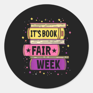 Sticker Rond Foire du livre drôle Bibliothèque de ver de livre