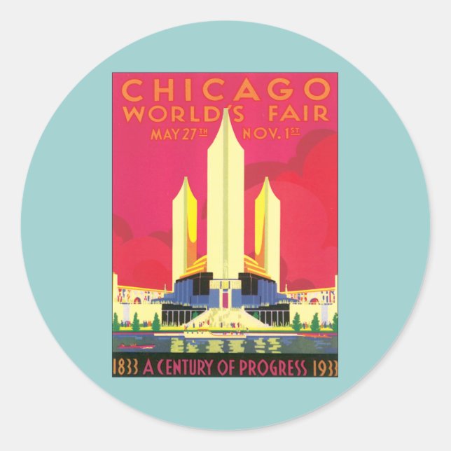 Sticker Rond Foire mondiale de Chicago vintage (Devant)