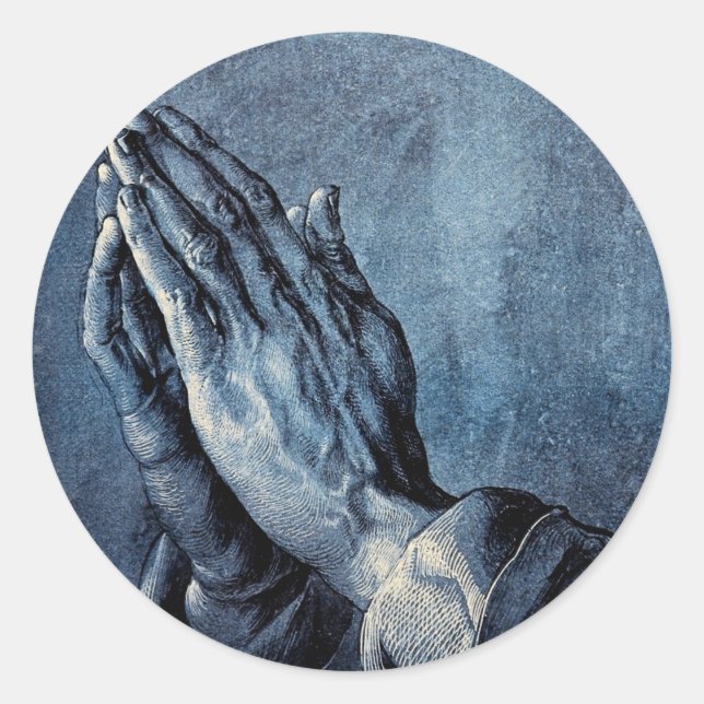 Sticker Rond Folded Hands durer (Devant)