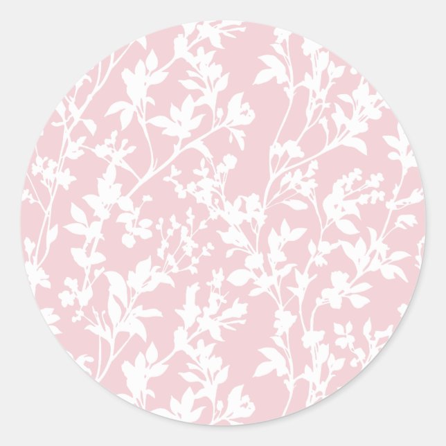 Sticker Rond Foliage frais (Rose doux) (Devant)