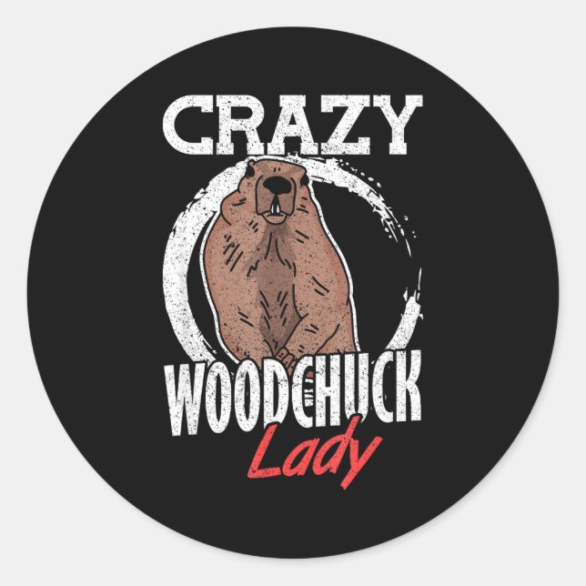 Sticker Rond Folle dame de la marmotte fou marmotte  (Devant)