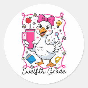 Sticker Rond Folle de Coquette Fille de 12e année 1er jour O