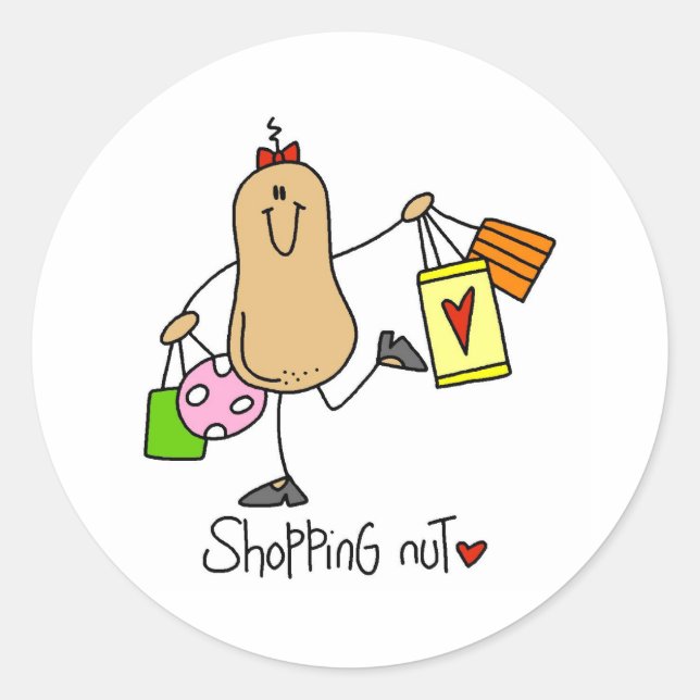 Sticker Rond Folle de shopping (Devant)