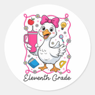 Sticker Rond Folle petite oie coquette fille de 11e année 1er j